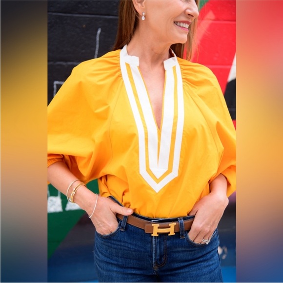 Tory Burch Yellow/Orange and White Tunic Top - Picture 3 of 13